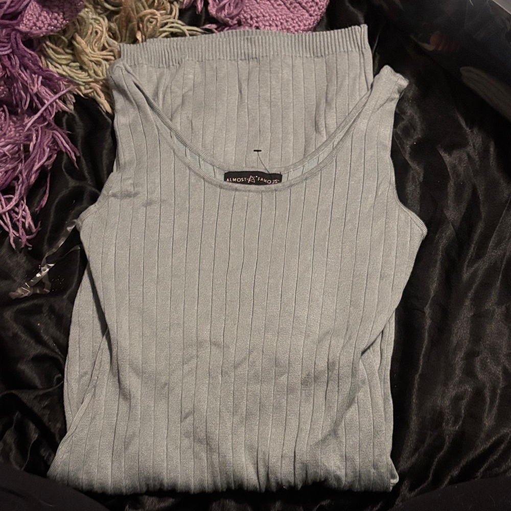 Almost Famous Ribbed Midi Dress - Soft Gray